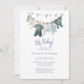Jongen Baby Kleding Clothesline Jongen Baby shower Kaart (Voorkant)