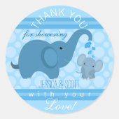Jongen Baby Olifant Baby shower Sticker (Voorkant)