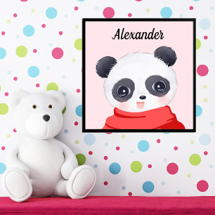 Jongen Baby Panda Rood Foto afdrukken Afdruk