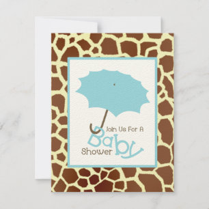 Jongen Baby shower - Blauwe staart en Giraffe afdr Kaart