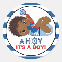 Jongen Baby shower Classic Round Sticker