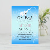 Jongen Baby shower Cute Elephant & Bubbles Kaart (Staand voorkant)