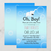 Jongen Baby shower Cute Elephant & Bubbles Kaart (Voorkant / Achterkant)