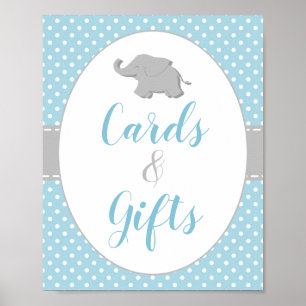 Jongen Baby shower Elephant Blue Cards & Gifts Sig Poster