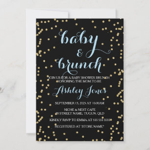 Jongen Baby shower en Brunch Gold Glitter Black ka Kaart