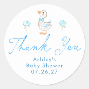 Jongen Baby Shower Grappige Gans Bedankt Favoren Ronde Sticker