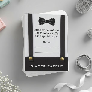 Jongen Baby Shower Heren Bretels Luier Raffle Informatiekaartje