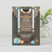 Jongen Baby shower Herfst Pumpkin Rustic Burlap Wo Kaart (Staand voorkant)