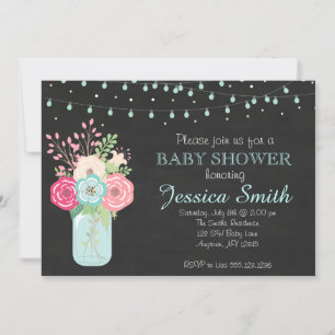 Jongen Baby shower - Mason Jar/Lights Kaart