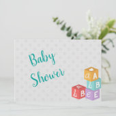 Jongen Baby shower met ABC Blocks Kaart (Staand voorkant)