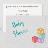 Jongen Baby shower met ABC Blocks Kaart (Voorkant / Achterkant)