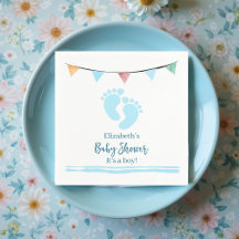 Jongen Baby shower met voetafdrukken