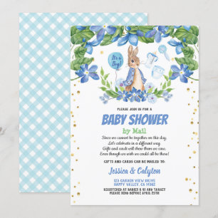 Jongen baby shower per post Bunny Rabbit blue Kaart