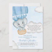 Jongen Baby shower per post Elephant Blue Kaart (Voorkant)