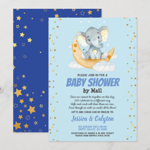 Jongen baby shower per post olifantenmaan en -ster kaart
