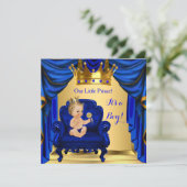 Jongen Baby shower Prince Royal Blue Gold Blonde Kaart (Staand voorkant)
