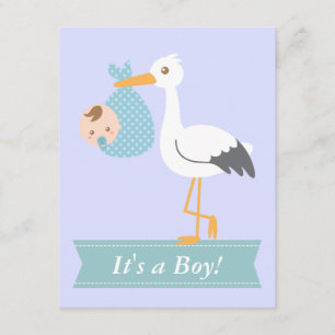 Jongen Baby shower - Stork levert Cute Baby Boy Kaart