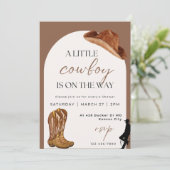 Jongen Baby shower Uitnodiging - Cowboy Theme (Staand voorkant)