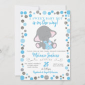 Jongen Baby shower Uitnodiging, Elephant Baby show Kaart (Voorkant)