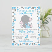 Jongen Baby shower Uitnodiging, Elephant Baby show Kaart (Staand voorkant)