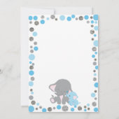 Jongen Baby shower Uitnodiging, Elephant Baby show Kaart (Achterkant)