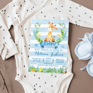 Jongen Baby shower Uitnodiging, Giraffe Baby showe Kaart