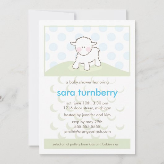 Jongen Baby shower Uitnodiging - Kleine Lamb (Voorkant)