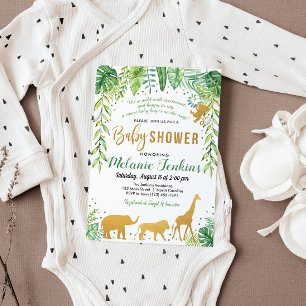 Jongen Baby shower Uitnodiging, Oerwoud Baby showe Kaart