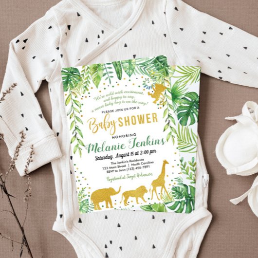 Jongen Baby shower Uitnodiging, Oerwoud Baby showe Kaart