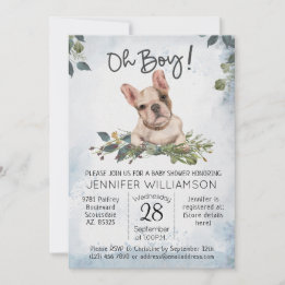Jongen! Baby shower van Bulldog Puppy Kaart