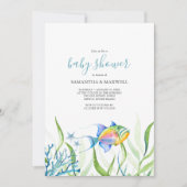 Jongen Baby shower Waterverf Leuke Vis Kaart (Voorkant)