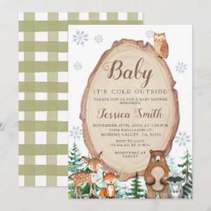 Jongen Baby shower Winter Animals Woodland Invitat Kaart