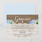 Jongen Baptism Bautismo Hartelijk dank, Spaans Uitnodiging Briefkaart (Voorkant / Achterkant)