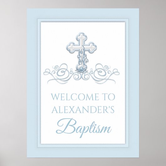 Jongen Baptism Christening First Community Signs Poster (Voorkant)