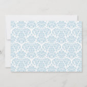 Jongen Baptism Invitation Blue en Grey Damask Kaart (Achterkant)