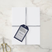 Jongen Baptism Navy Blue Script Faux Silver Arch Cadeaulabel (Met Touw)