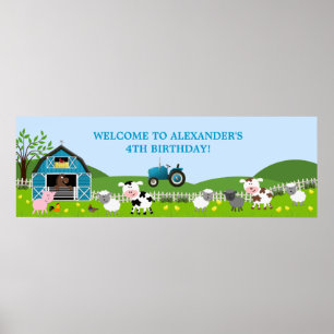Jongen Barnyard Farm Animals Birthday Banner Poster