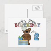 Jongen Beer 2e Verjaardag T-shirts en geschenken Briefkaart (Voorkant / Achterkant)