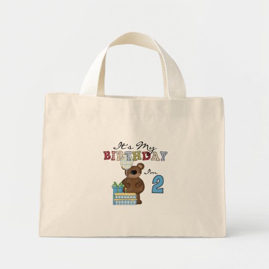 Jongen Beer 2e Verjaardag T-shirts en geschenken Mini Tote Bag (Voorkant)