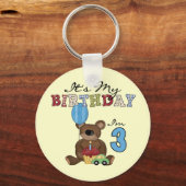 Jongen Beer 3e Verjaardag Tshirts en geschenken Sleutelhanger (Voorkant)