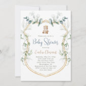 Jongen Beer Baby shower Uitnodiging - Blauw (Voorkant)