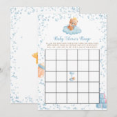 Jongen Beer Blue Baby shower Bingo Kaart (Voorkant / Achterkant)