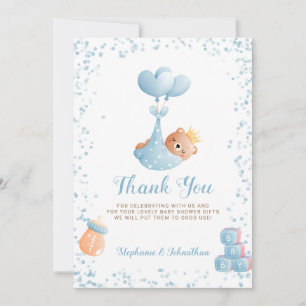Jongen Beer Blue Dank je Baby shower Kaart