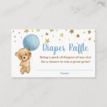 Jongen Beren ballonnen luidere Raffle Card