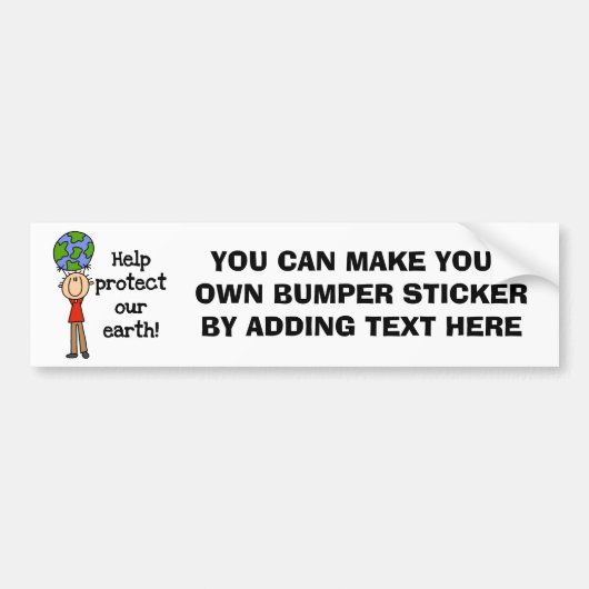 Jongen beschermen onze T-shirts op aarde en cadeau Bumpersticker (Voorkant)