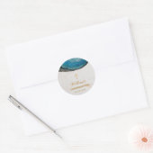 Jongen bevestiging Blauw Geode Elegant Script Marm Ronde Sticker (Envelop)