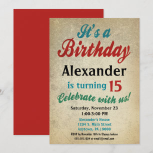 Jongen Birthday Invitation Teen Tween Kinder Elke  Kaart