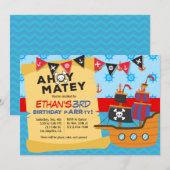 Jongen: Birthday Party Invitation Kaart (Voorkant / Achterkant)