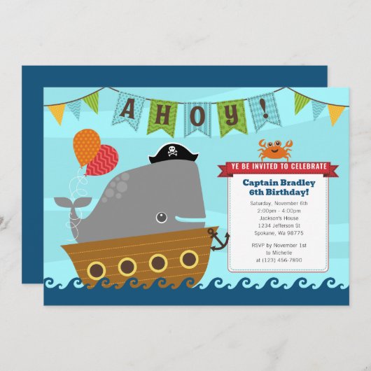 Jongen Birthday-uitnodigingen Kaart (Voorkant / Achterkant)