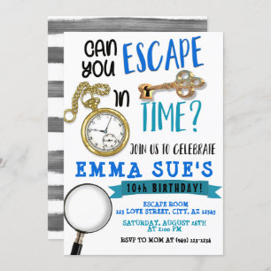 Jongen blauw en grijs Escape Room Birthday Kaart